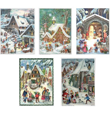 Adventskalender 77/800 Karten 5 Motive sortiert