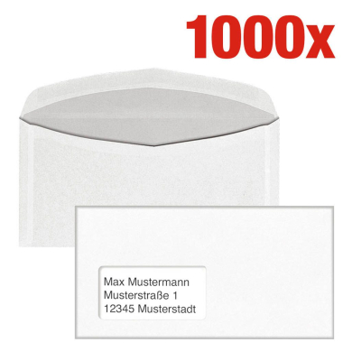 Kuvertierhüllen KuvertierStar 08905000, Din Lang+ (C6/5), 229x114mm, mit Fenster, nassklebend, 75g, weiß
