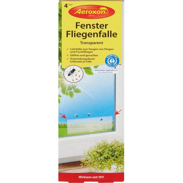 4027600753408 - Aeroxon® Fenster-Fliegenfallen transparent Fängt Fliegen und Fruchtfliegen am Fenster 1 Packung = 4 Stück 4027600753408 - Aeroxon® Fenster-Fliegenfallen transparent Fängt Fliegen und Fruchtfliegen am Fenster 1 Packung = 4 Stück