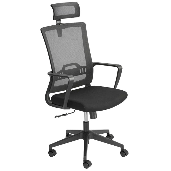 Mayer Bürostuhl mySTUDIO, schwarz / schwarz, mit Armlehnen, bis 120kg, mit Kopfstütze 4032376015001 Mayer