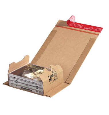Buchverpackung CP020.01.020 braun, für CDs/DVDs, innen 147x126x55mm, Wellpappe 1-wellig