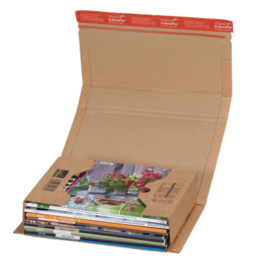 Buchverpackung CP020.08.020 braun, für A4, innen 302x215x80mm, Wellpappe 1-wellig