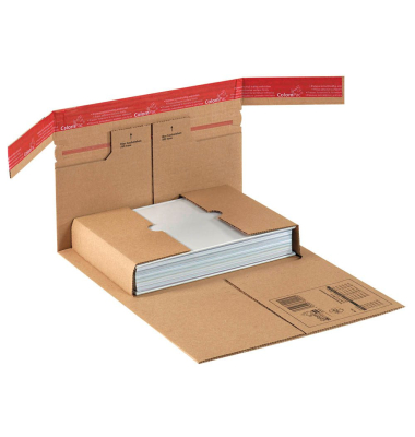 Buchverpackung CP030.06.020 braun, für B4, innen 360x265x92mm, Wellpappe 1-wellig