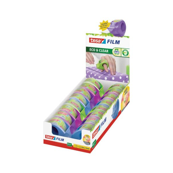 16 Stück Tesa Klebebandabroller ecoLogo 58248-00000-02, für Klebebänder bis 19mm x 10m, farbig sortiert 4042448271297 Tesa