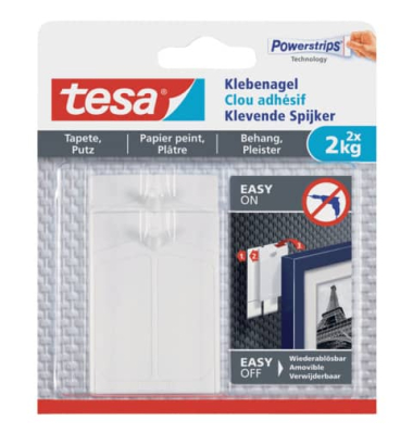 Klebehaken, 77776-00000-00, bis 2kg/Nagel, wei&szlig;