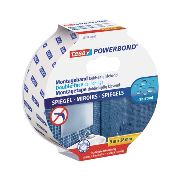 tesa Montageband POWERBOND 55734 doppelseitiges Klebeband 38,0 mm x 5,0 m, 1 Rolle