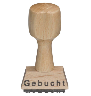 Textstempel L250 mit Text "Gebucht" Holz braun