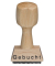 Textstempel L250 mit Text "Gebucht" Holz braun