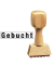Textstempel L250 mit Text "Gebucht" Holz braun