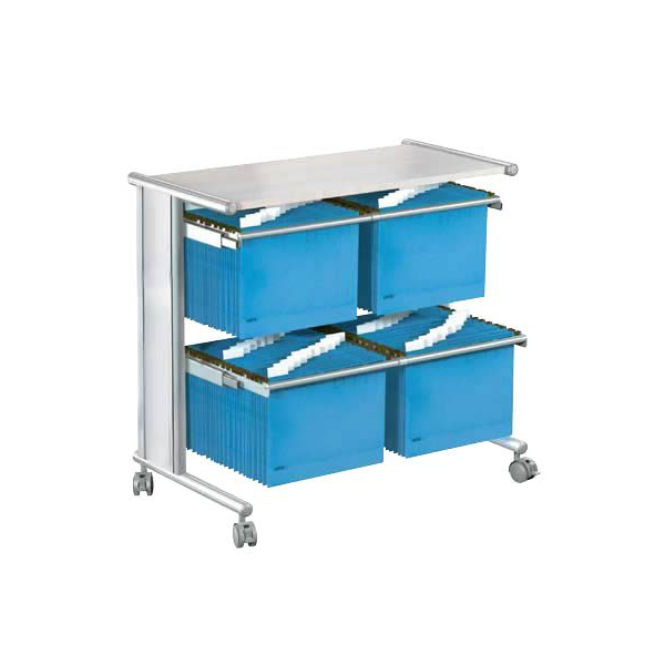 4044917394209 - Hängeregistraturwagen 2-bahnig mit 1 Ablageboden lichtgrau