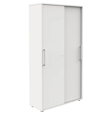 Schiebet&uuml;renschrank 13449310, abschlie&szlig;bar, 5 OH, wei&szlig;, 100x183x40cm (BxHxT)