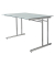 Schreibtisch, manuell höhenverstellbar, 68-82cm (H), 120x80cm (BxT), rechteckig, Milchglas / chrom