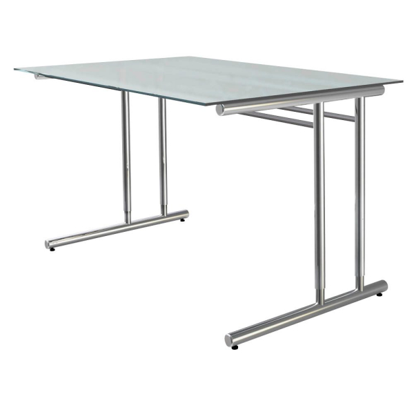 4044917434097 - Schreibtisch 11764882 manuell höhenverstellbar 68 - 82cm (H) 120cmx80cm (BxT) rechteckig Milchglas   chrom 4044917434097 Ker