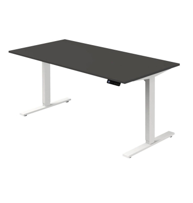 Sitz-Steh-Schreibtisch Move 3, elektrisch höhenverstellbar, 72-120cm (H), 160x80cm (BxT), rechteckig, anthrazit / weiß