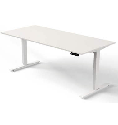Sitz-Steh-Schreibtisch Move 3, elektrisch höhenverstellbar, 72-120cm (H), 180x80cm (BxT), rechteckig, weiß / weiß