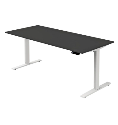 Sitz-Steh-Schreibtisch Move 3, elektrisch höhenverstellbar, 72-120cm (H), 180x80cm (BxT), rechteckig, anthrazit / weiß