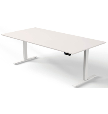 Sitz-Steh-Schreibtisch Move 3, elektrisch höhenverstellbar, 72-120cm (H), 200x100cm (BxT), rechteckig, weiß / weiß