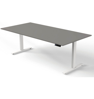 Sitz-Steh-Schreibtisch Move 3, elektrisch höhenverstellbar, 72-120cm (H), 200x100cm (BxT), rechteckig, graphit / weiß