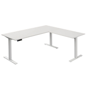 Sitz-Steh-Schreibtisch Move 3, elektrisch höhenverstellbar, 72-120cm (H), 180x80cm (BxT), L-Form, weiß / weiß