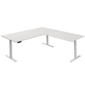 Sitz-Steh-Schreibtisch Move 3, elektrisch höhenverstellbar, 72-120cm (H), 200x100cm (BxT), L-Form, weiß / weiß