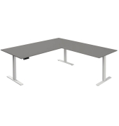 Sitz-Steh-Schreibtisch Move 3, elektrisch höhenverstellbar, 72-120cm (H), 200x100cm (BxT), L-Form, graphit / weiß