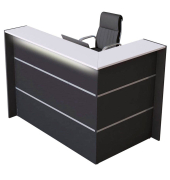 Empfangstheke BARI grau/wei&szlig; L-Form 150x95cm 