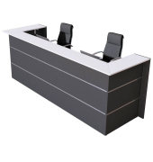Empfangstheke BARI grau/wei&szlig; C-Form 300x95cm 