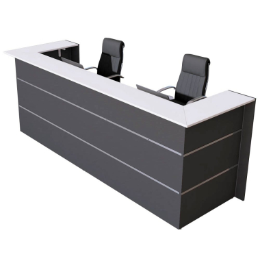 Empfangstheke BARI grau/wei&szlig; C-Form 300x95cm 