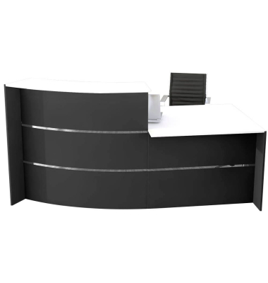 Empfangstheke BARI anthrazit/wei&szlig; gebogen 231x122,5cm 