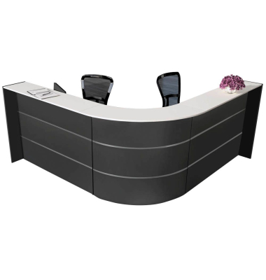 Empfangstheke BARI grau/wei&szlig;  L-Form 235x235cm 