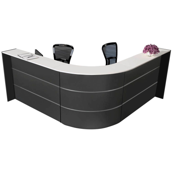 4044917435308 - Winkeltheke Faro mit Ablage- und Seitenplatten melaminharzbeschichtet ABS-Kanten B 2320 x T 2320 x H 1120 mm anthrazit anthrazit