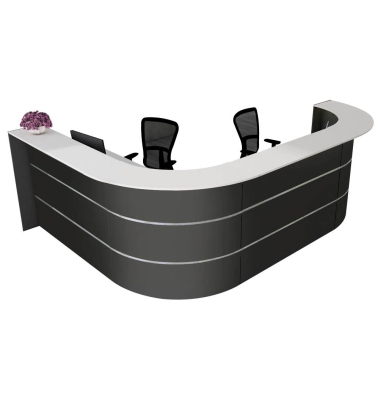 Empfangstheke BARI grau/wei&szlig; L-Form 335x235cm 