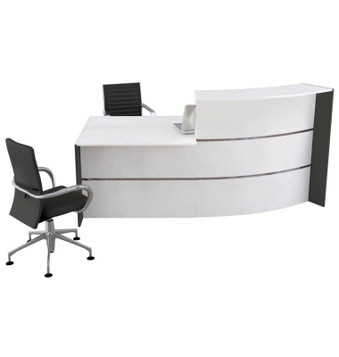 Empfangstheke BARI wei&szlig;  gebogen 231x122,5cm 