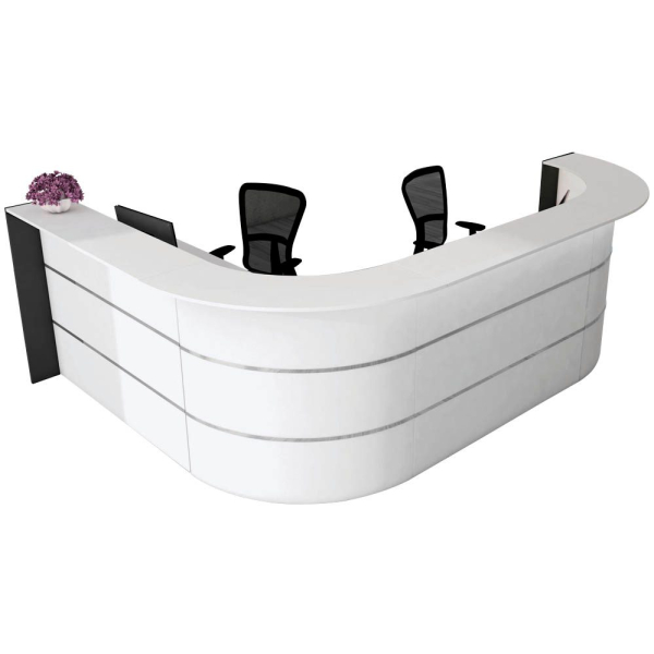 4044917435407 - L-Theke Faro 4-Elemente 90° Winkel melaminharzbeschichtet ABS-Kanten B 3250 x T 2320 H 1120 mm weiß anthrazit