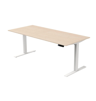 Sitz-Steh-Schreibtisch Move 3, elektrisch höhenverstellbar, 72-120cm (H), 180x80cm (BxT), rechteckig, ahorn / weiß