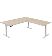 Sitz-Steh-Schreibtisch Move 3, elektrisch höhenverstellbar, 72-120cm (H), 200x100cm (BxT), L-Form, ahorn / weiß