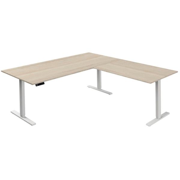 4044917436749 - Sitz-Steh-Schreibtisch Move 3 10382850 elektrisch höhenverstellbar 72-120cm (H) 200cmx100cm (BxT) L-Form ahorn   Weiß 404491