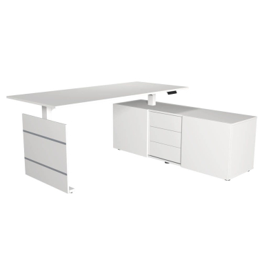 Sitz-Steh-Schreibtischkombination Move 3 10384410, elektrisch höhenverstellbar 72-120cm (H), 180x80cm (BxT), rechteckig, weiß / 