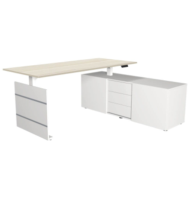 Sitz-Steh-Schreibtischkombination Move 3 10384550, elektrisch höhenverstellbar 72-120cm (H), 180x80cm (BxT), rechteckig, ahorn /