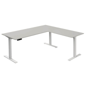 Sitz-Steh-Schreibtisch Move 3, elektrisch höhenverstellbar, 72-120cm (H), 180x80cm (BxT), L-Form, lichtgrau / weiß