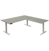 Sitz-Steh-Schreibtisch Move 3, elektrisch höhenverstellbar, 72-120cm (H), 200x100cm (BxT), L-Form, lichtgrau / weiß