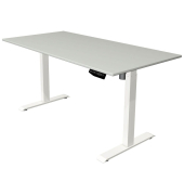 Sitz-Steh-Schreibtisch Move 1, elektrisch höhenverstellbar, 74-123cm (H), 160x80cm (BxT), rechteckig, lichtgrau / weiß