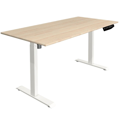 Sitz-Steh-Schreibtisch Move 1, elektrisch höhenverstellbar, 74-123cm (H), 160x80cm (BxT), rechteckig, ahorn / weiß