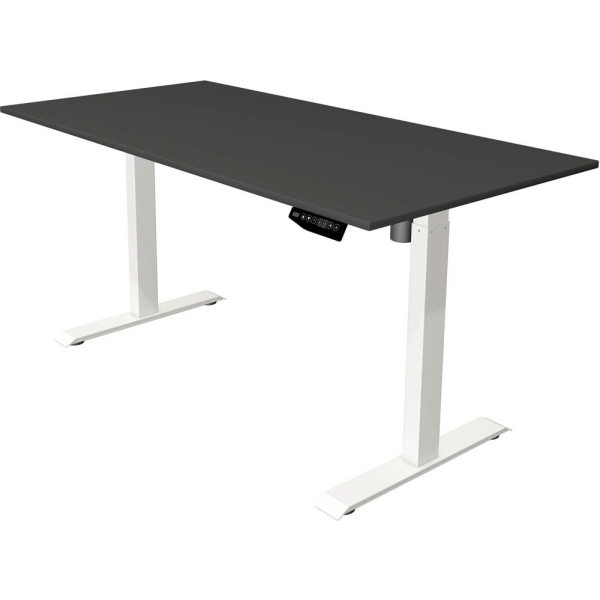 4044917437173 - Move 1 Elektrisch Höhenverstellbar Sitz-Stehschreibtisch Rechteckig Anthrazit T-Fuß 1600 (B) x 800 (T) x 1230 (H) mm Melamin Stahl