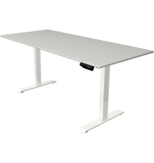 Sitz-Steh-Schreibtisch Move 1, elektrisch höhenverstellbar, 74-123cm (H), 180x80cm (BxT), rechteckig, lichtgrau / weiß