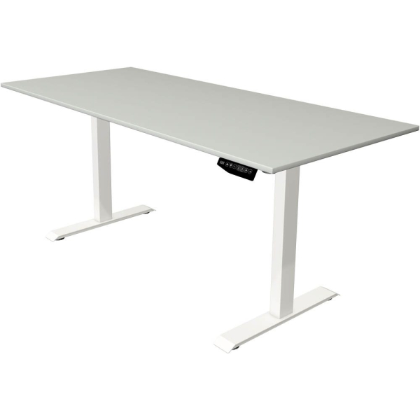 4044917437197 - Move 1 Elektrisch Höhenverstellbar Sitz-Stehschreibtisch Rechteckig Hellgrau T-Fuß 1800 (B) x 800 (T) x 1230 (H) mm Melamin Stahl