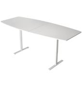 Konferenztisch Move 3, elektrisch h&ouml;henverstellbar 72-120cm (H), 250x100cm (BxT), 6 Personen, Tonnenform, wei&szlig; / wei&szlig;