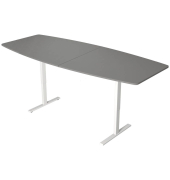 Konferenztisch Move 3, elektrisch h&ouml;henverstellbar 72-120cm (H), 250x100cm (BxT), 6 Personen, Tonnenform, graphit / wei&szlig;