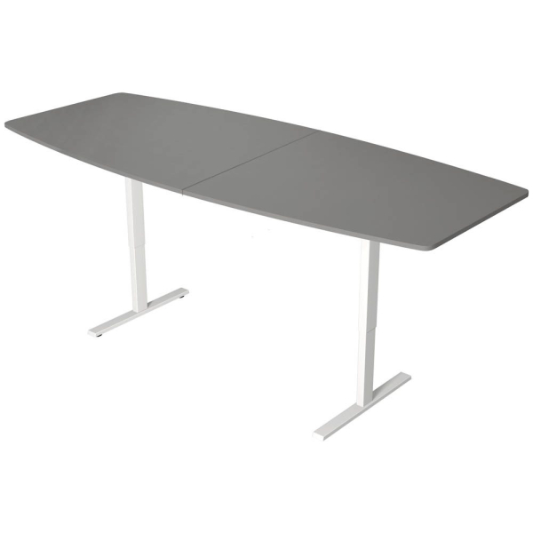4044917437333 - Konferenztisch Move 3 elektrisch höhenverstellbar 72-120cm (H) 250x100cm (BxT) 6 Personen Tonnenform graphit   weiß 4044917