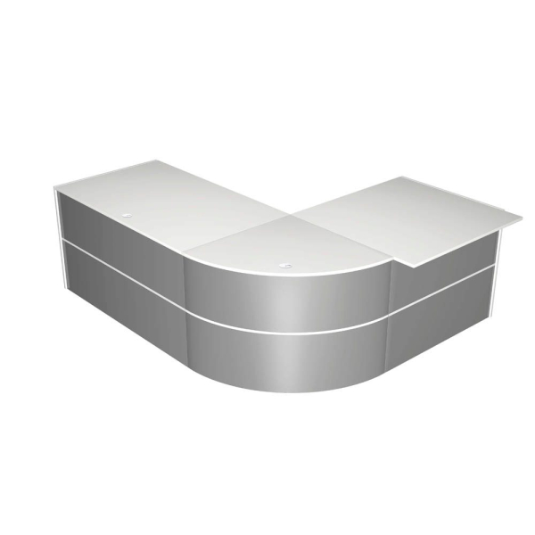 4044917437432 - Empfangstheke Padua gebogen weiß silber 2320 x 1830 x 750 cm